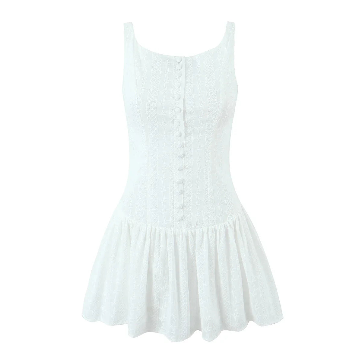 Mini Dresses- Cocktail Hour Embroidered Women's Textured Drop-Waist Dress for Summer- - Pekosa Women Fashion
