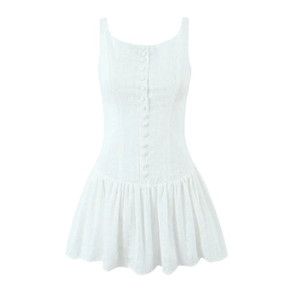 Mini Dresses- Cocktail Hour Embroidered Women's Textured Drop-Waist Dress for Summer- - Pekosa Women Fashion