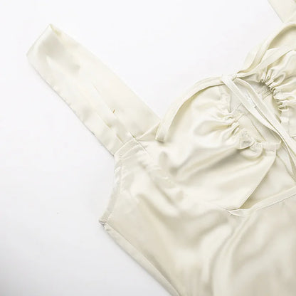 Mini Dresses- Cocktail Elegant Cream A-Line Mini Dress- - Pekosa Women Fashion