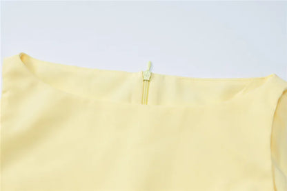 Mini Dresses- Elegant Sleek Yellow Mini Sheath Dress- - Pekosa Women Fashion