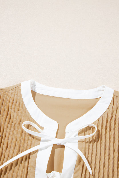 Mini Dresses - Casual Cotton Dress with Tie-up Front