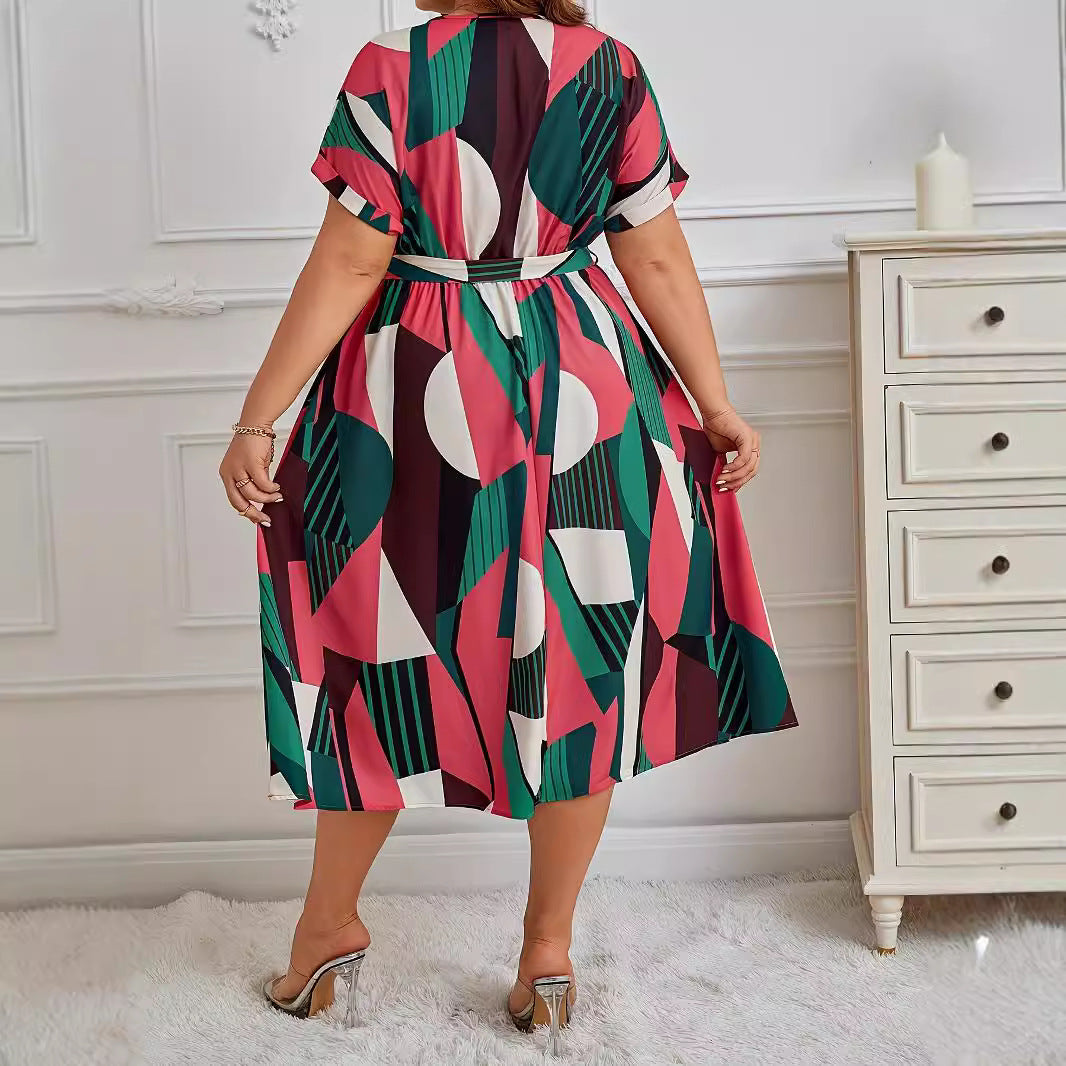 A-Line Dresses - Fashion Printed Lace Up Dress