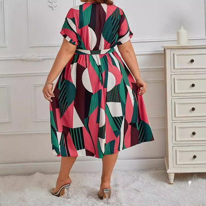 A-Line Dresses - Fashion Printed Lace Up Dress