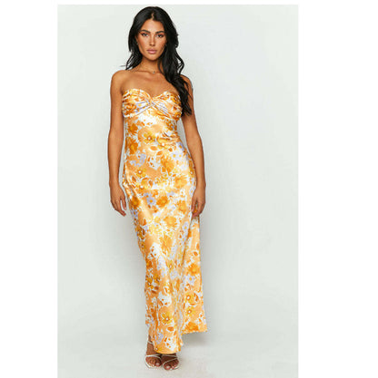 Party Dresses - Tube Top Printed Backless Dress INS Women's Slim Fit Women's Clothing