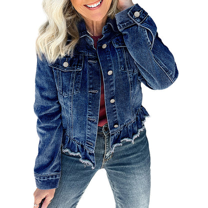Denim Jackets - Solid Color Single Row Multi-buckle Jacket