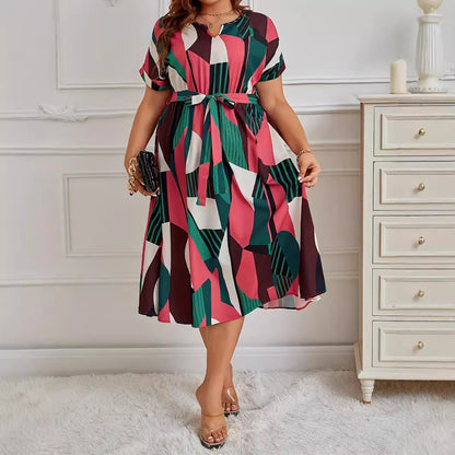 A-Line Dresses - Fashion Printed Lace Up Dress
