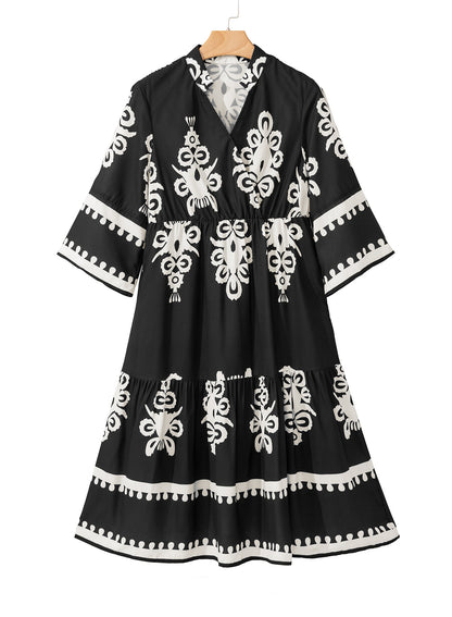 Casual Dresses - Women's Robe Fashion Printed Elegant Lace-up Dress