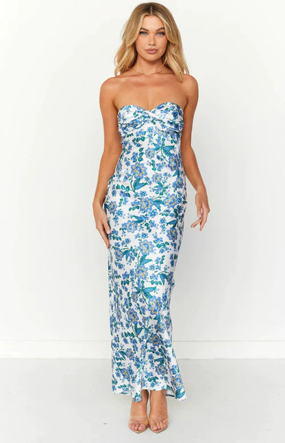 Party Dresses - Tube Top Printed Backless Dress INS Women's Slim Fit Women's Clothing