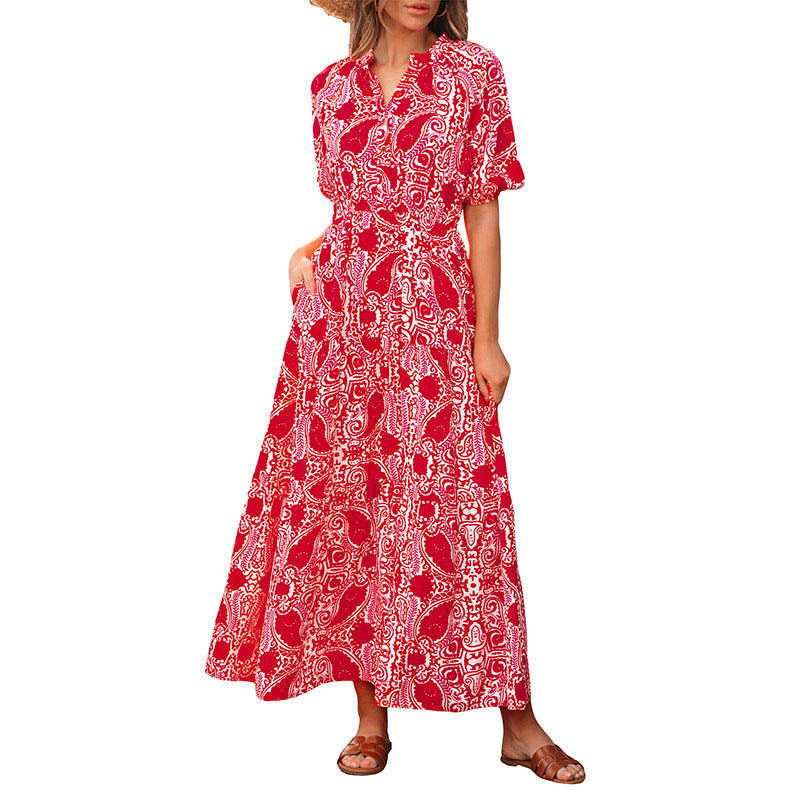 A-Line Dresses - Fashion Pullover Deep V-neck Dress