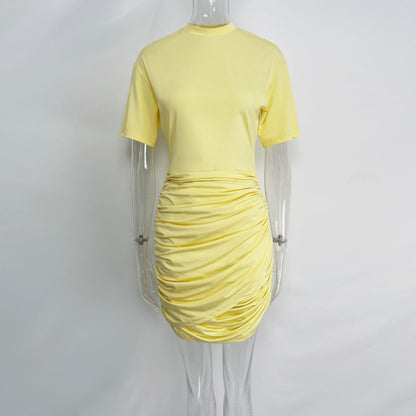 Casual Dresses - Knitted Slim Fit Slimming Women T-shirt Skirt