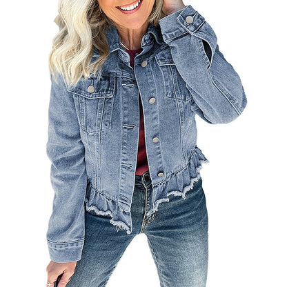Denim Jackets - Solid Color Single Row Multi-buckle Jacket