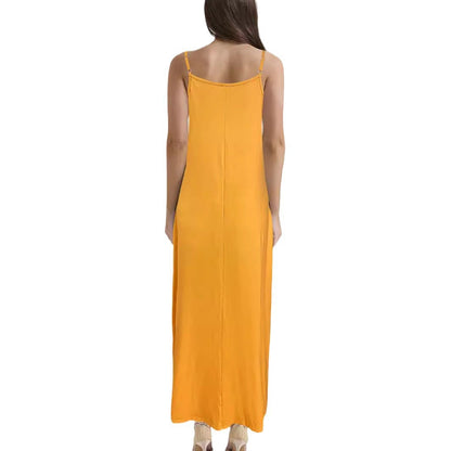 A-Line Dresses - V-neck Strap Long Digital Printing Ladies Dress