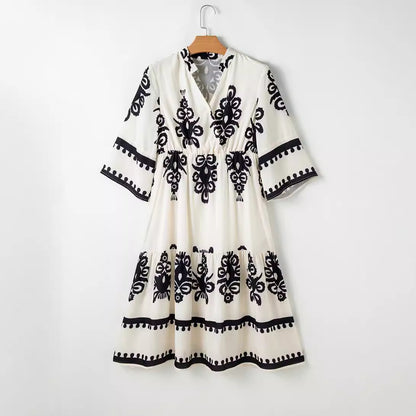 Casual Dresses - Women's Robe Fashion Printed Elegant Lace-up Dress