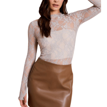 Blouses - Sheer Mesh Sexy Pure Lace Slim-fit Base T-shirt