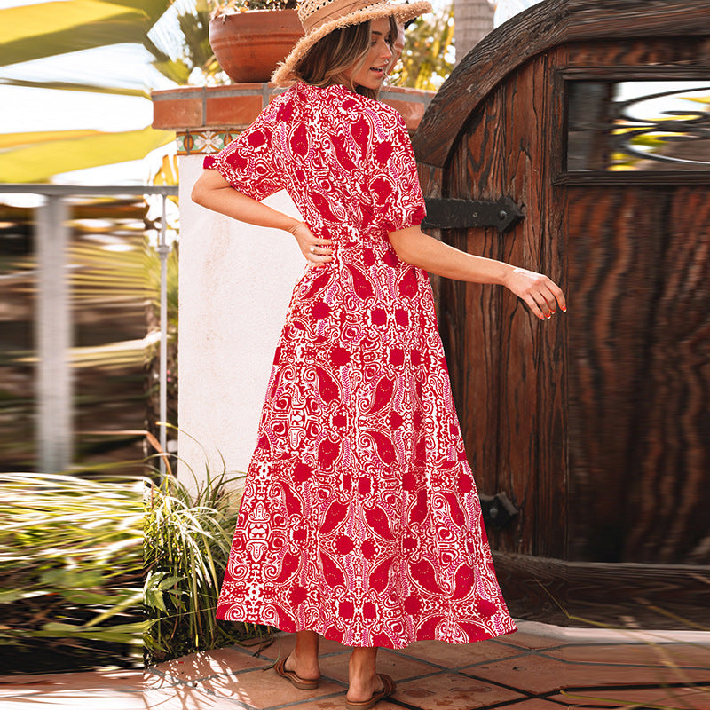 A-Line Dresses - Fashion Pullover Deep V-neck Dress