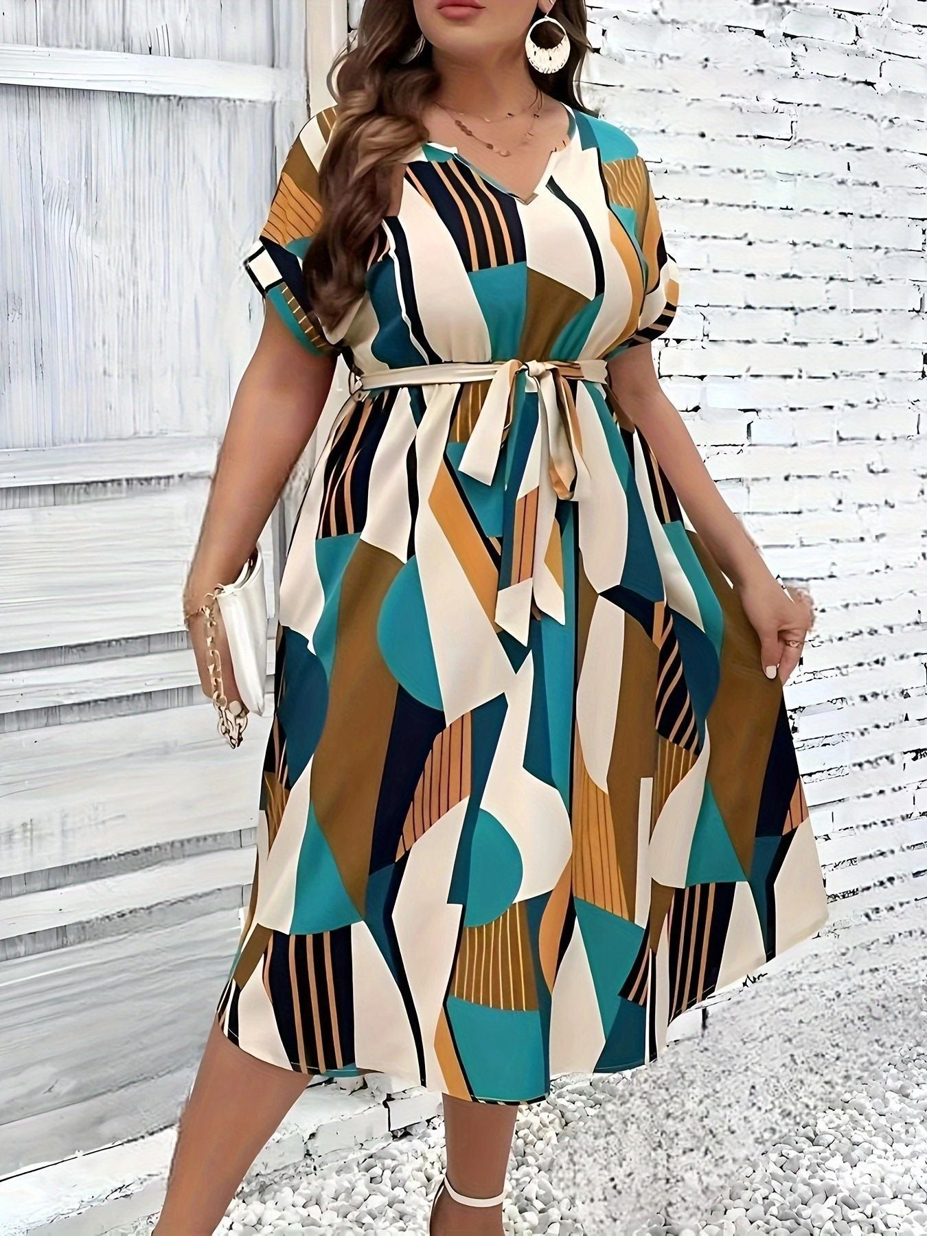 A-Line Dresses - Fashion Printed Lace Up Dress