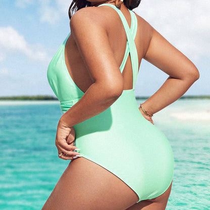 Swimsuits - Backless Cross Back European And American One-piece Swimsuit