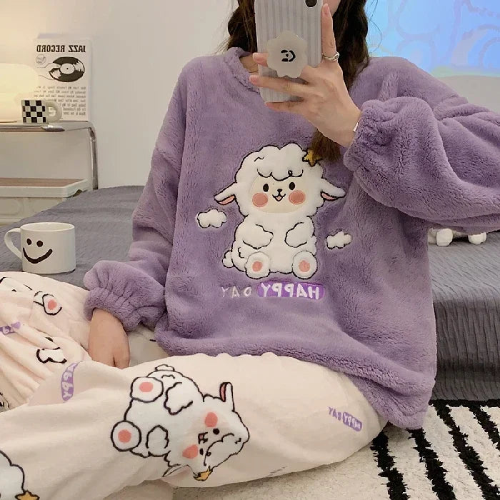 Pajamas Set - Fleece 2-Piece Pajama Set Winter Nights Sleepwear