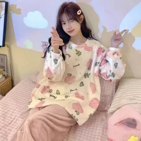 Pajamas Set - Fleece 2-Piece Pajama Set Winter Nights Sleepwear