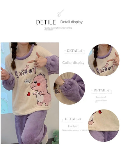 Pajamas Set - Fleece 2-Piece Pajama Set Winter Nights Sleepwear