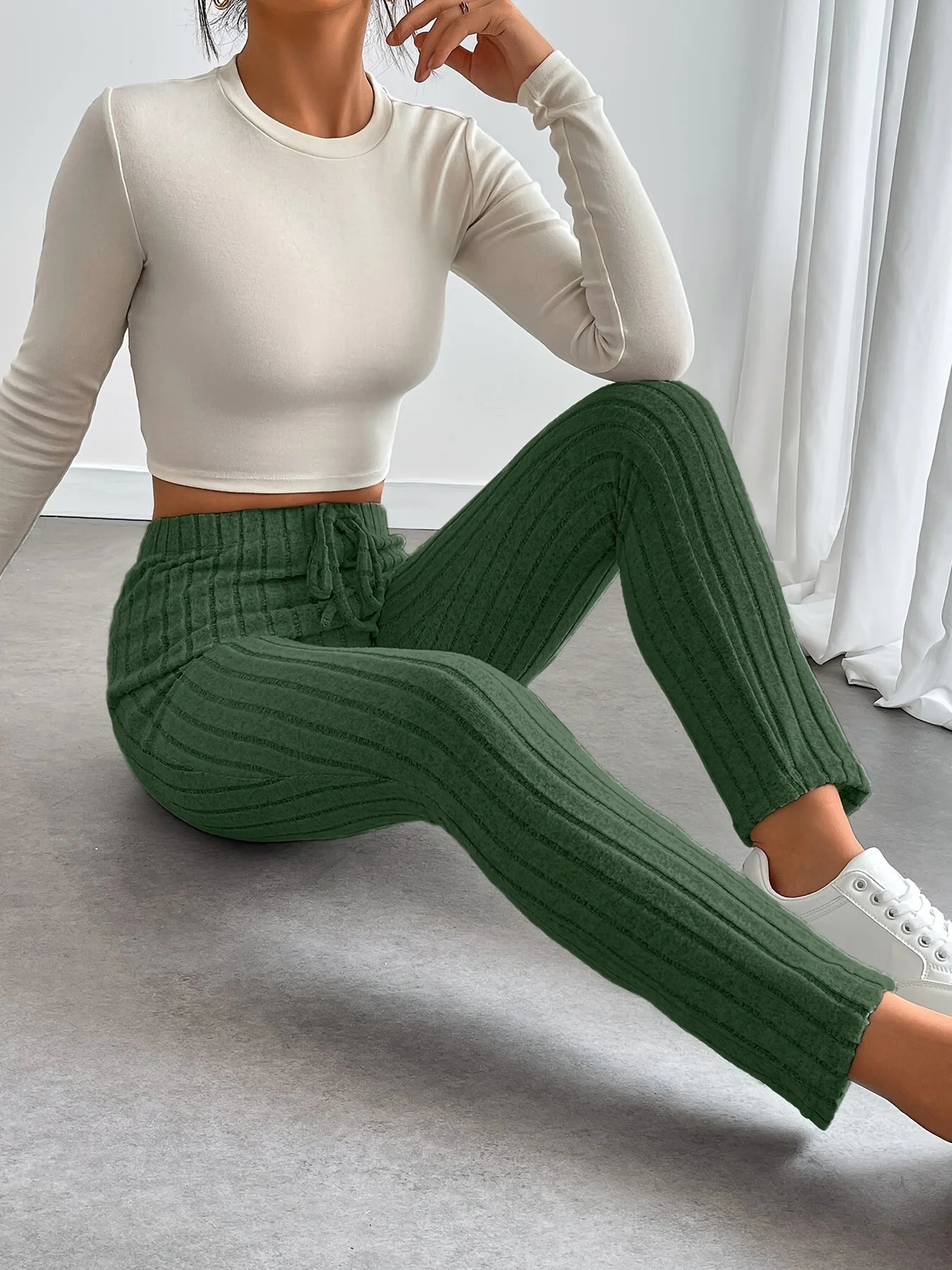 Pants - Women's Ribbed Lounge Pants - Versatile & Comfy