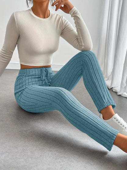 Pants - Women's Ribbed Lounge Pants - Versatile & Comfy