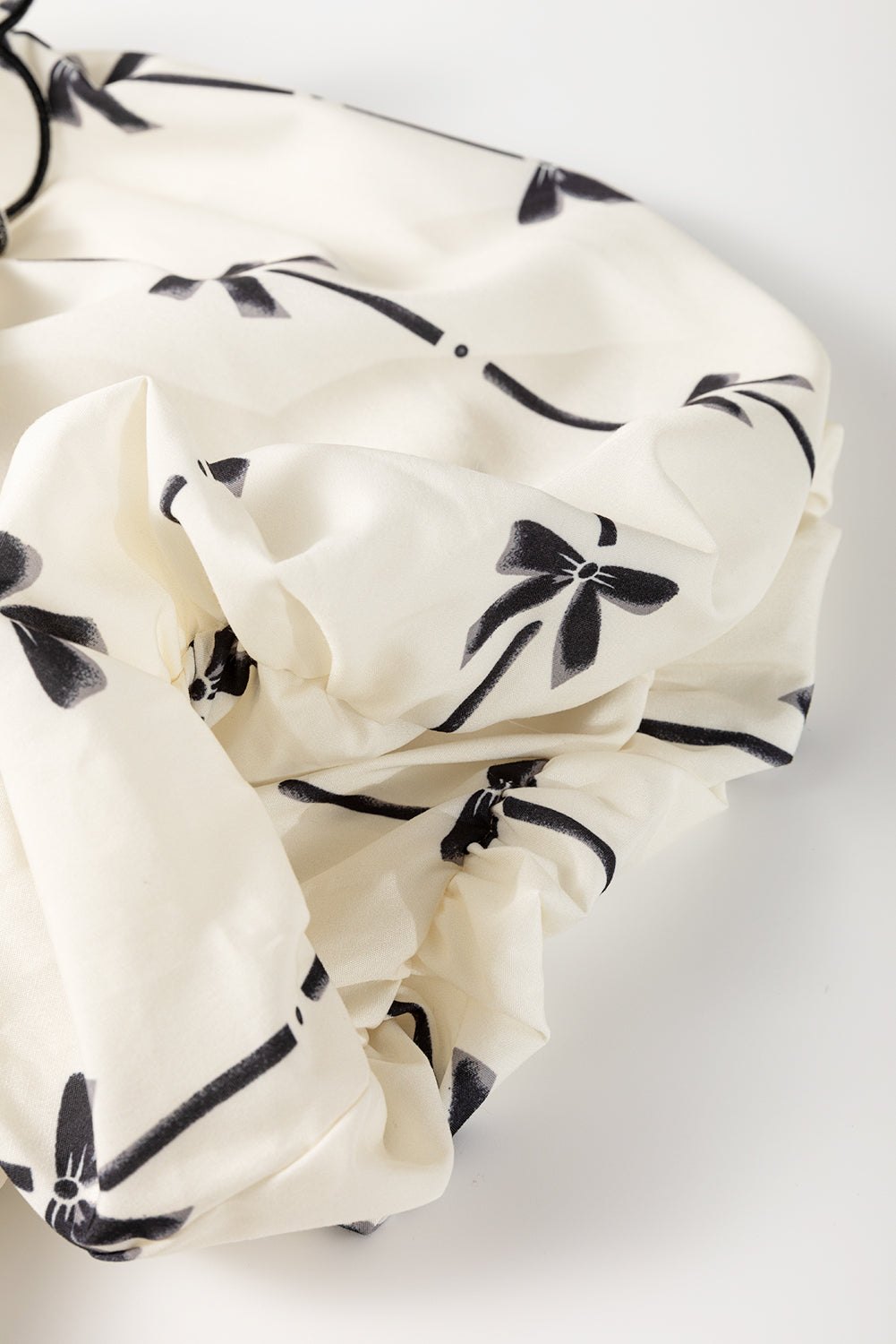 Plus Size Blouses & Shirts - Women's Casual Bow Print Blouse with Ruffle Accents