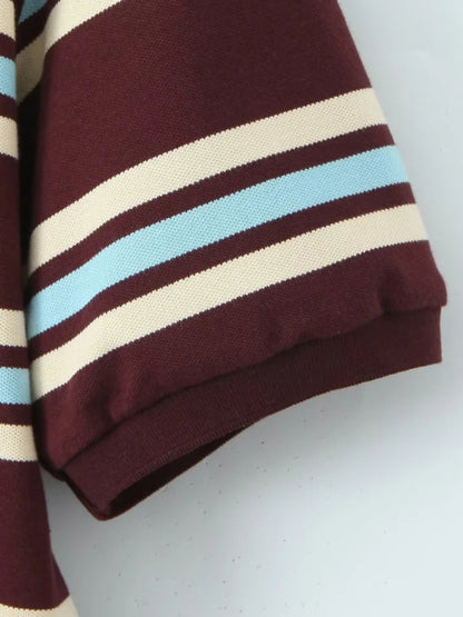 Polos - Casual Striped Polo Shirt for Women