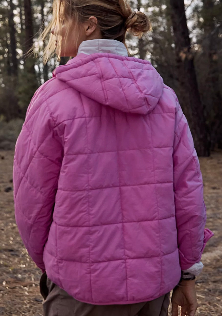Puffer Jacket- Solid Cotton Hooded Pippa Packable Puffer Jacket- - Pekosa Women Clothing