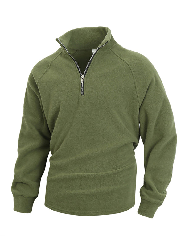Pullovers - Men's Fleece Pullover - Half-Zip Sweatshirt for Easy Wear