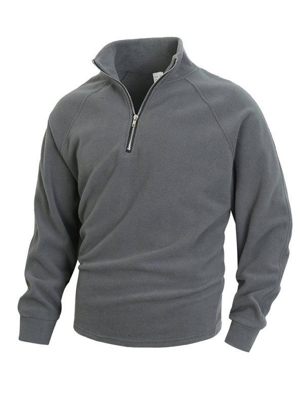 Pullovers - Men's Fleece Pullover - Half-Zip Sweatshirt for Easy Wear