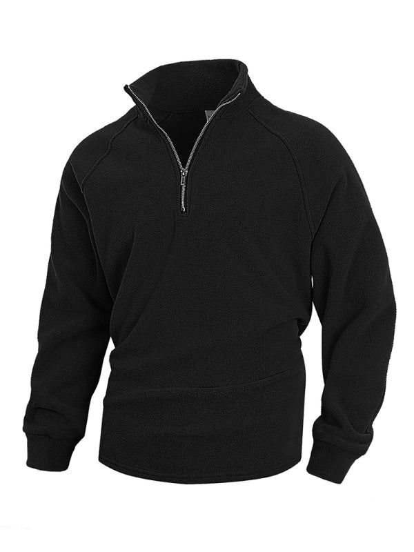Pullovers - Men's Fleece Pullover - Half-Zip Sweatshirt for Easy Wear