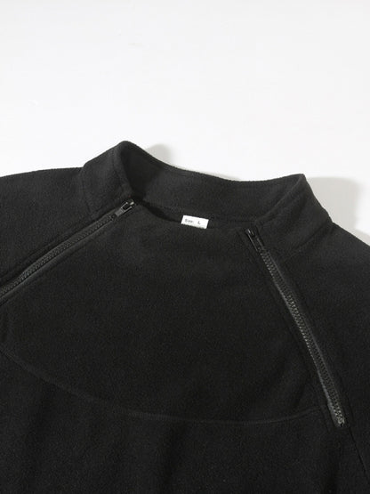 Pullovers - Men's High-Collar Fleece Jacket Zippered Pullover