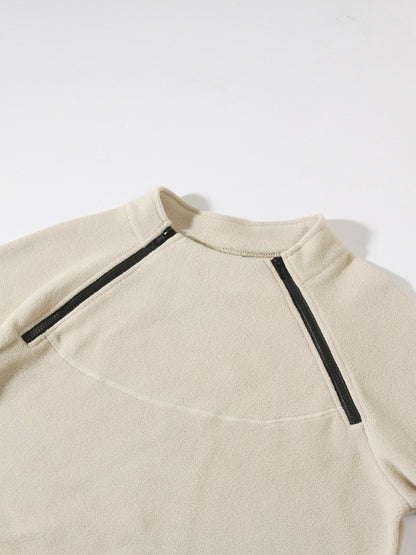 Pullovers - Men's High-Collar Fleece Jacket Zippered Pullover