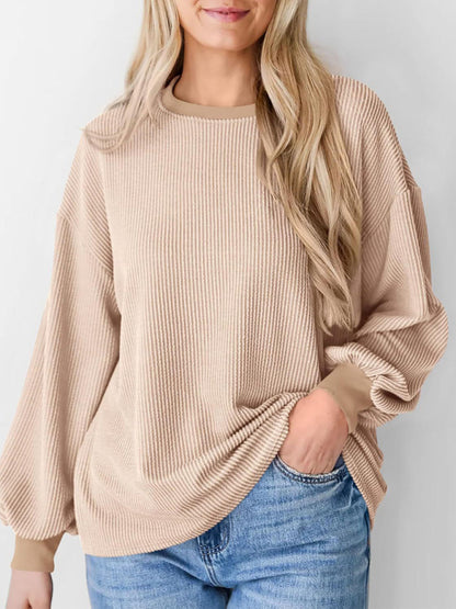 Pullovers - Oversized Ribbed Pullover – Essential Casual Wear for Women