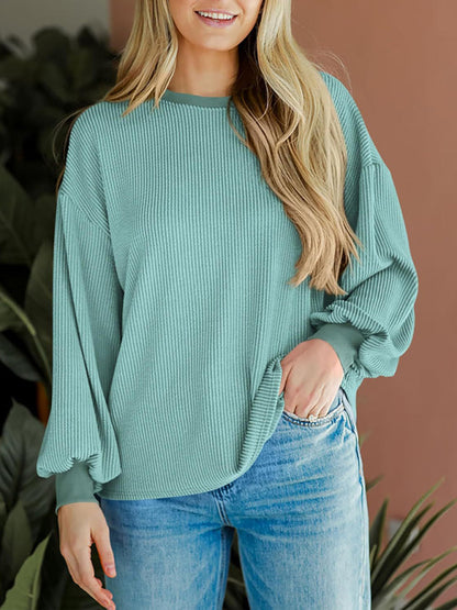 Pullovers - Oversized Ribbed Pullover – Essential Casual Wear for Women