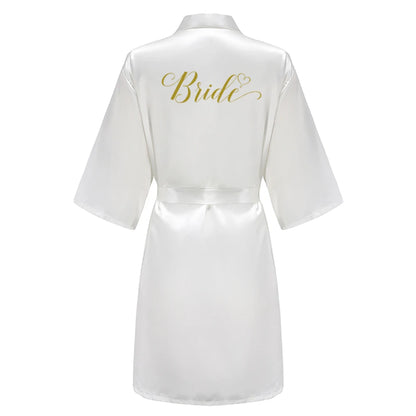 Robes - Custome Luxury Bridal Party Silk Satin Robe for Bride & Bridesmaids