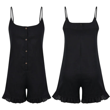 Rompers- Solid Cami Romper for Casual Weekends - Frill Hem Playsuit- - Pekosa Women Fashion