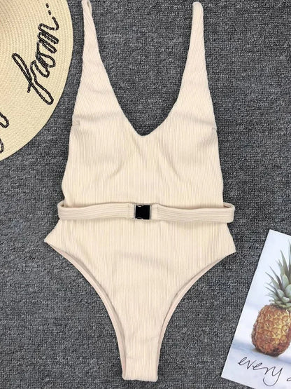 Swimwear - One Piece Swimsuit Women Swimwear Sexy White 2025 V Neck Bathing Suit Bodysuit Swimming Suits for Swimwear Beach Wear Monokini