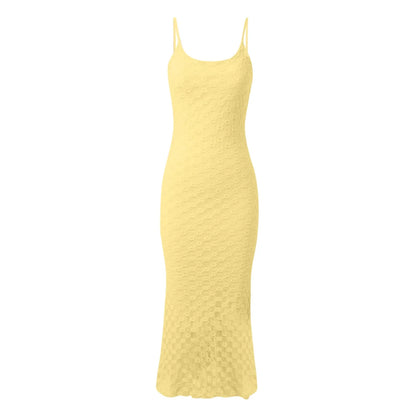 Casual Dresses - Women'S Fashion Casual Solid Color Skinny Tight Dresses Yellow White Sexy Elegant Evening Dresses 2024 New Long Dresses