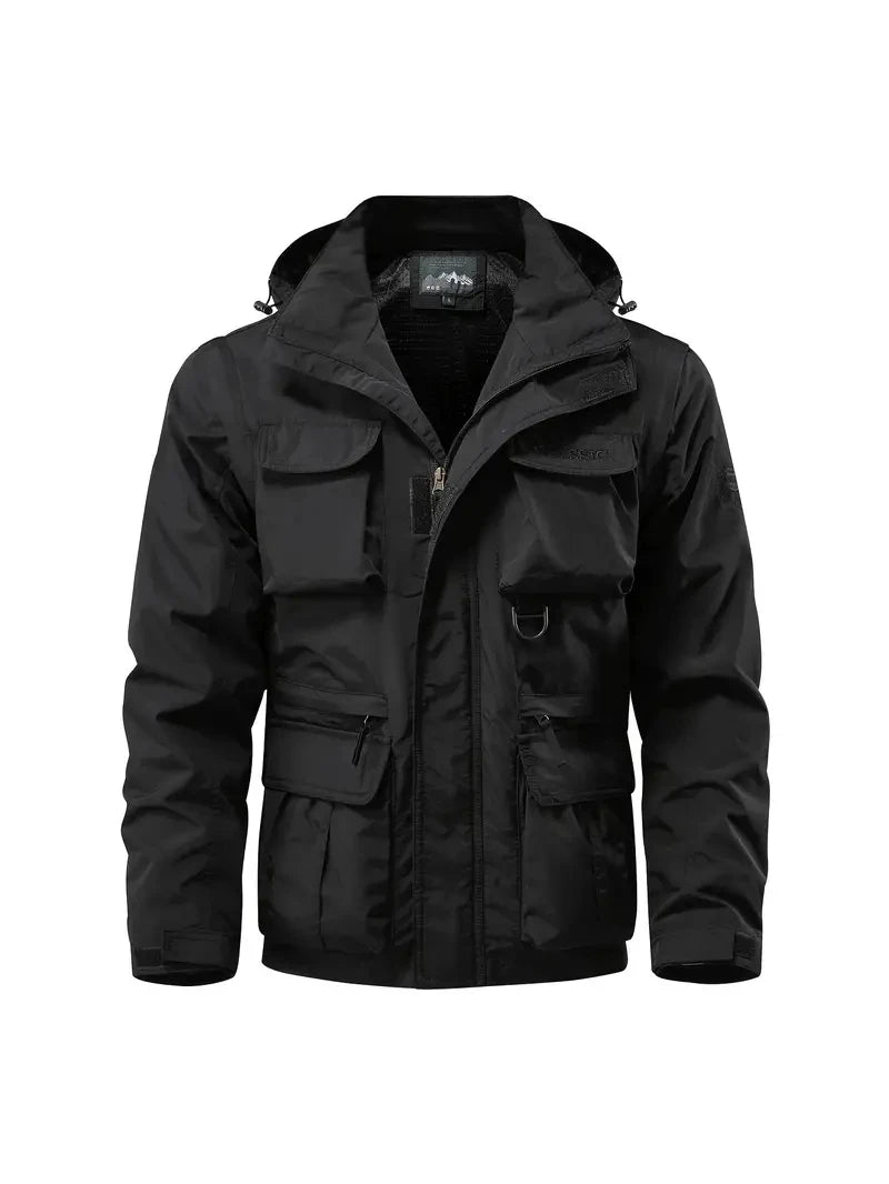 Men Coats - Detachable windproof sleeved hooded jacket suitable for outdoor activities men's casual waterproof multi pocket jacket vest