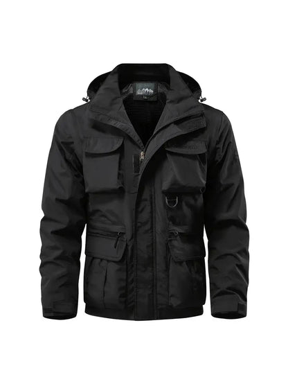 Men Coats - Detachable windproof sleeved hooded jacket suitable for outdoor activities men's casual waterproof multi pocket jacket vest