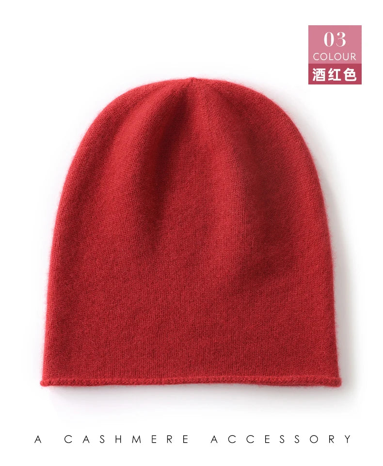 Hats - Unisex 100 Cashmere Hats Outdoor Casual Keep Warm Solid Color Cashmere Knitted Beanie Hat Women /Men Hedging Caps