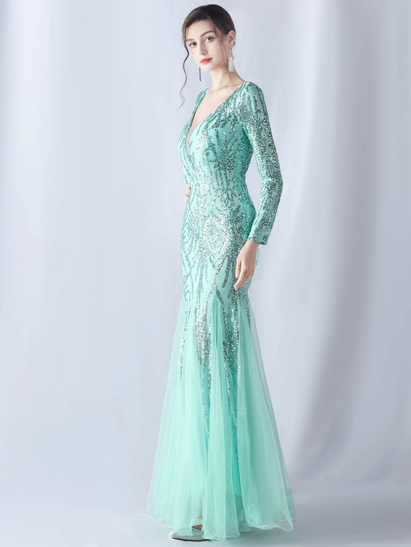 Sequin Dresses - Sexy backless maxi sequin summer dress women 2024 elegant luxury mesh wedding party dress long sleeve evening dresses vestidos