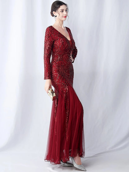Sequin Dresses - Sexy backless maxi sequin summer dress women 2024 elegant luxury mesh wedding party dress long sleeve evening dresses vestidos