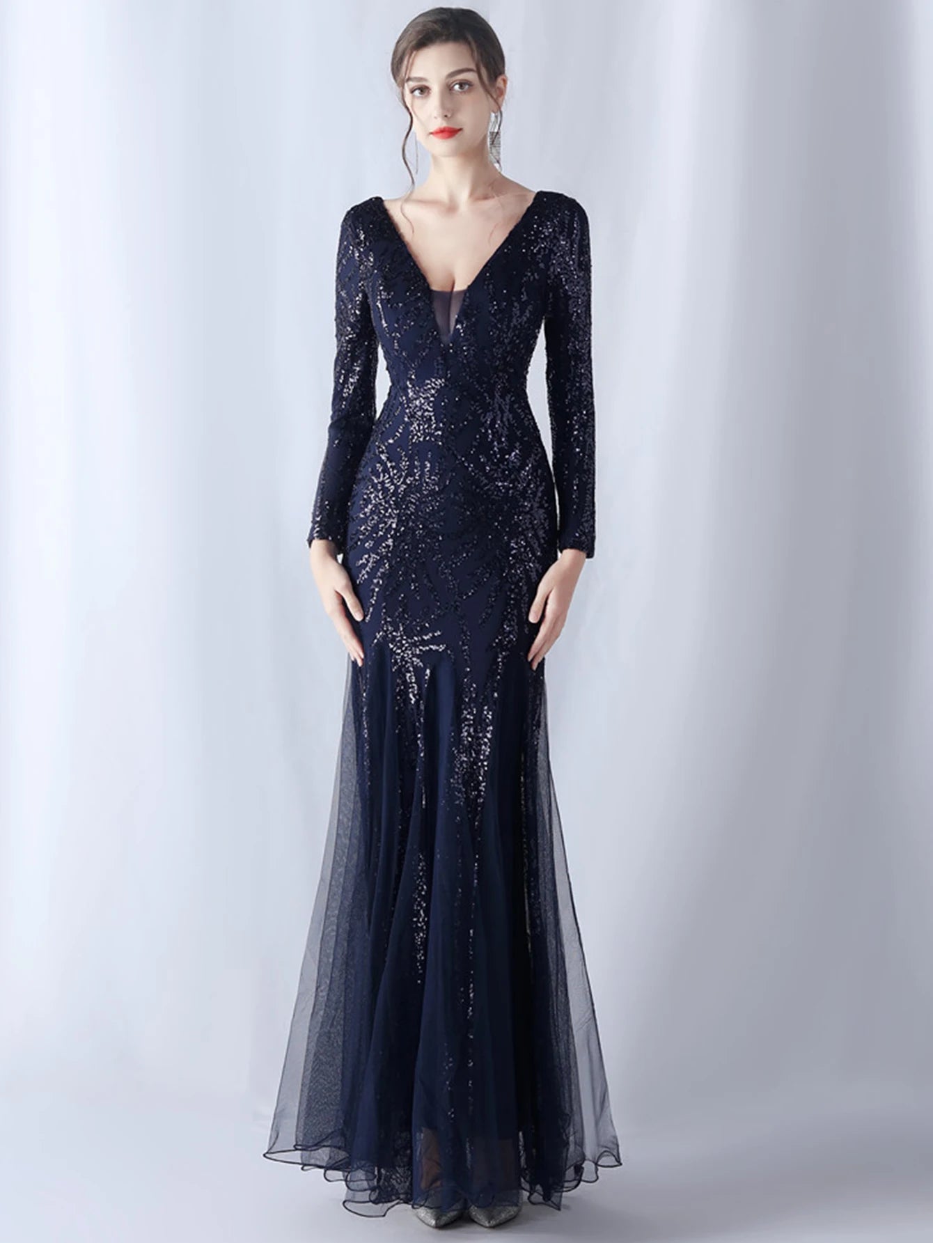 Sequin Dresses - Sexy backless maxi sequin summer dress women 2024 elegant luxury mesh wedding party dress long sleeve evening dresses vestidos