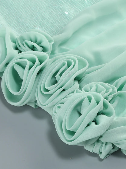 Elegant Dresses - Sexy Spaghetti Strap Backless Prom Dresses for Women Luxury 2025 Summer Sequins Flower Lace-up Pleated Mini Dress Elegant Gowns