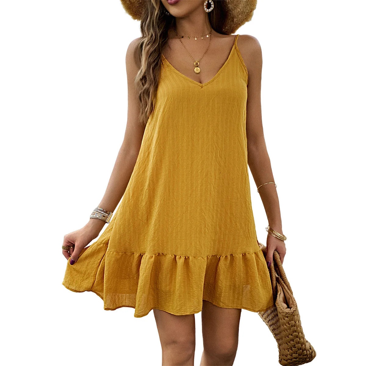 Cami Dresses - Summer Dresses For Women Casual Solid Color Popular Sexy Suspender Short Skirt Loose Comfortable Lady Beach Dress Clothing