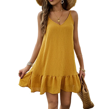 Cami Dresses - Summer Dresses For Women Casual Solid Color Popular Sexy Suspender Short Skirt Loose Comfortable Lady Beach Dress Clothing