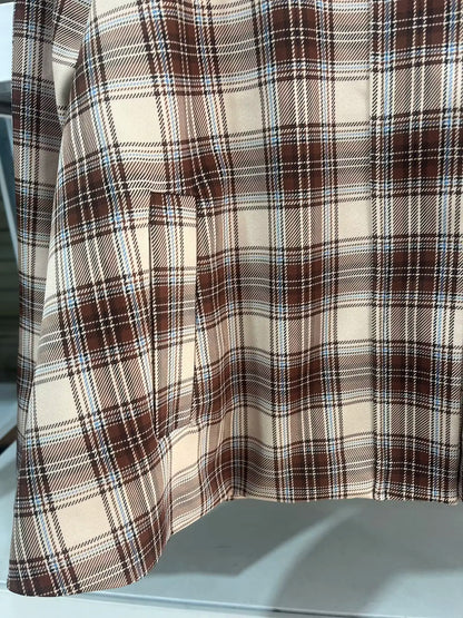 Jackets - Spring New Jacket French Romantic Women's Retro Plaid Cape Long Sleeve Cotton POLO Collar Jacket